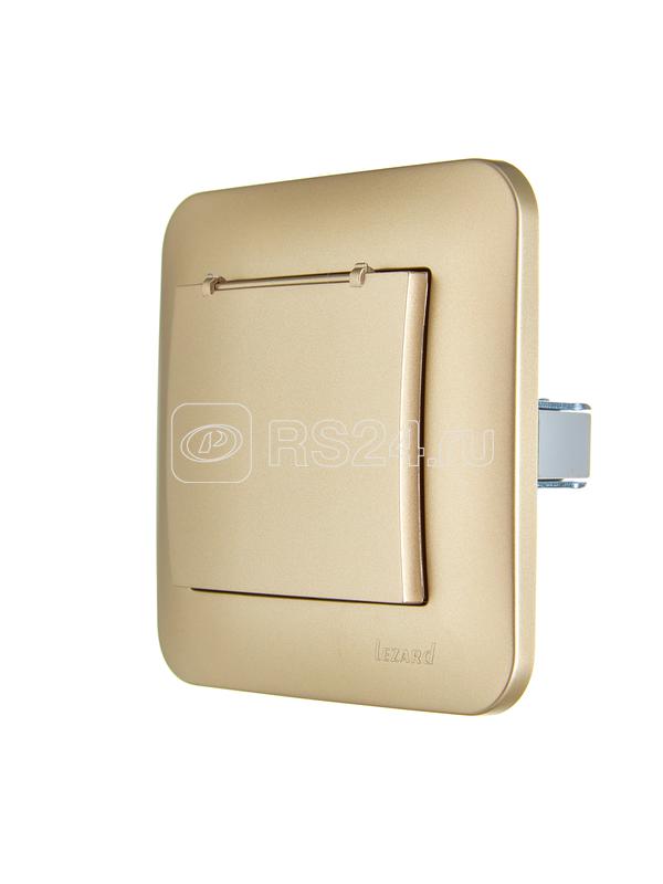 Розетка 1-м СП ASTI 16А IP20 с заземл. с крышкой термопласт в сборе золото. LEZARD 7081-3636-123В