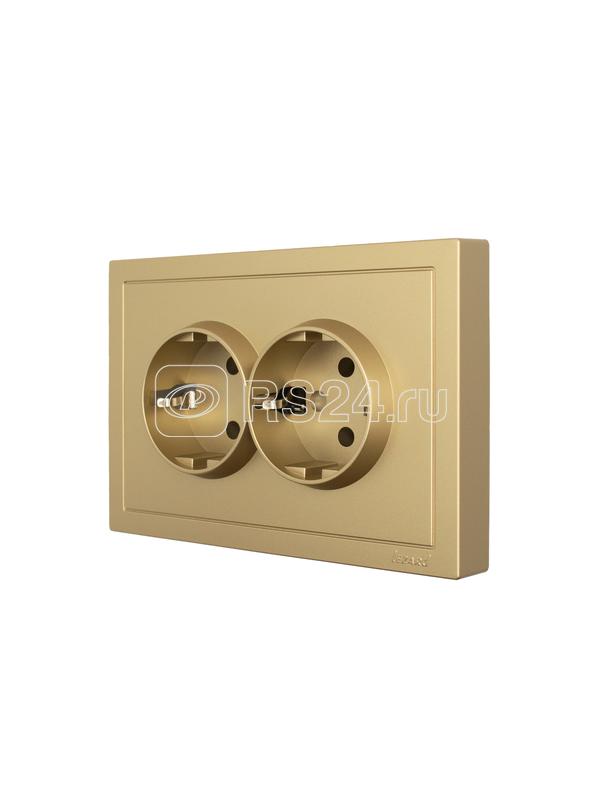 Розетка 2-мест. с/з СП ZIMA IP20 16А ПБТ безвинт. зажим зол. LEZARD 704-3600-127BQC