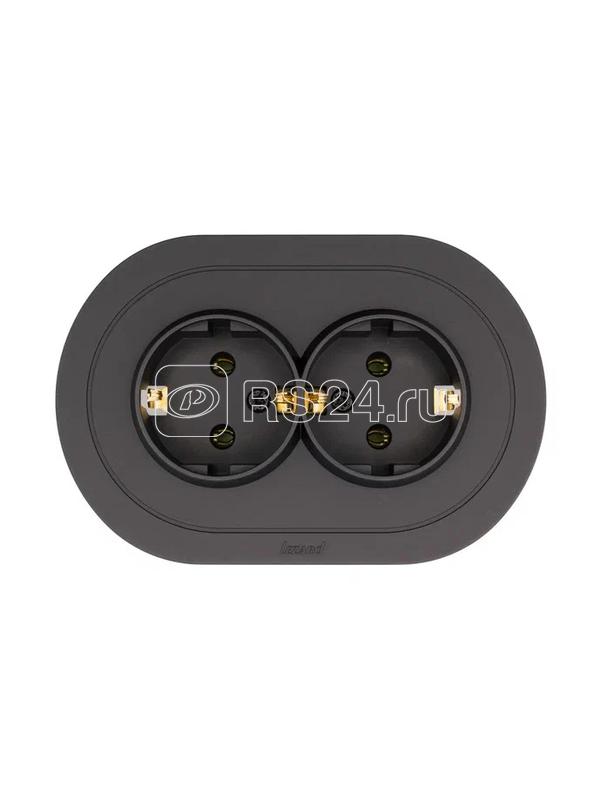 Розетка 2-м СП OSEN с заземл. ПБТ круглая механизм черн. бархат LEZARD 744-4200-127B