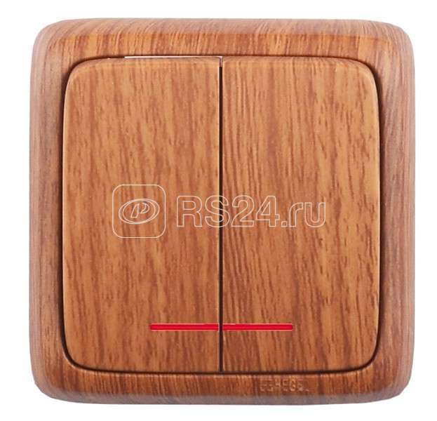 Выключатель 2-кл. ОП Альфа 10А IP20 250В с индикацией с изолир. пластиной бел. HEGEL ВА10-154-05