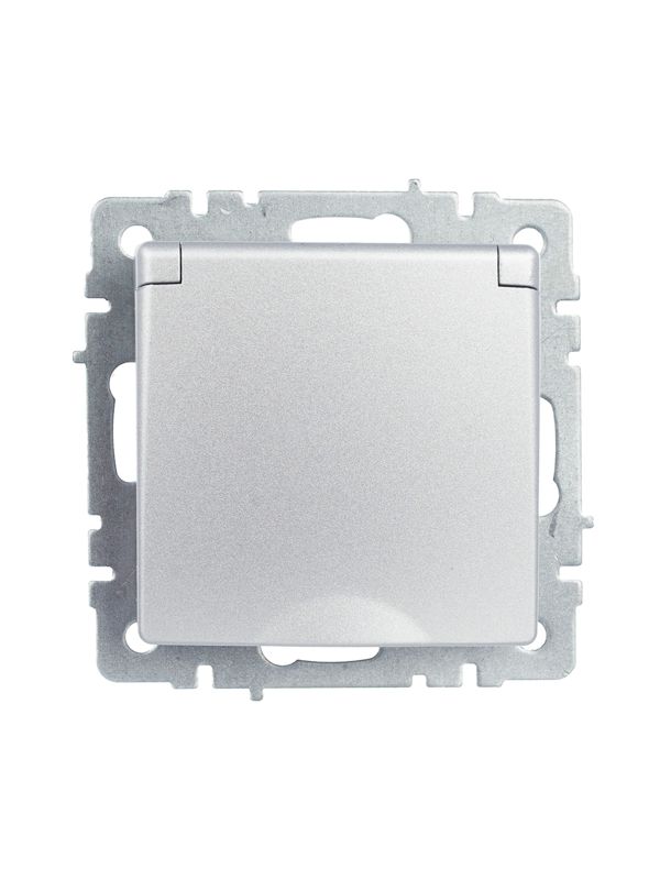 Розетка BRITE РСбш10-3-БрА 16А IP20 с заземл. защ. шторки с крышкой механизм алюм. IEK BR-R16-16-K47
