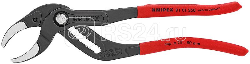 Клещи переставные трубные захватные d 25-80мм для сифонов масляных фильтров пластмассовых труб L-250мм Cr-V черн. Knipex KN-8101250