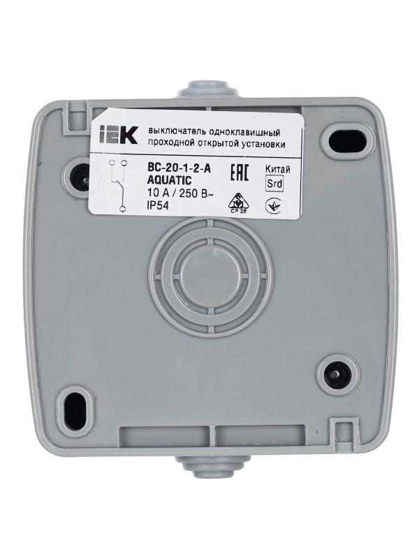 Переключатель проходной 1-кл. 1п ОП Aquatic 10А IP54 ВС-20-1-2-А сер. IEK EVA12-K03-10-54