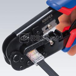 Пресс-клещи для штекеров RJ (Western) для реза и зачистки плоских неэкранированных телефонных кабелей Knipex KN-975110SB