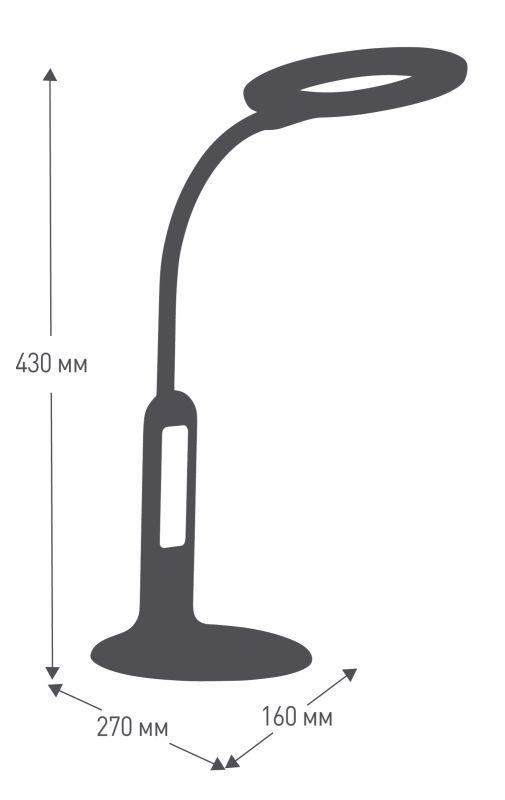 Светильник настольный KD-823 C02 LED 8Вт 230В 500лм сенс. термометр рег.ярк и цвет.темп. черн.Camelion 14415