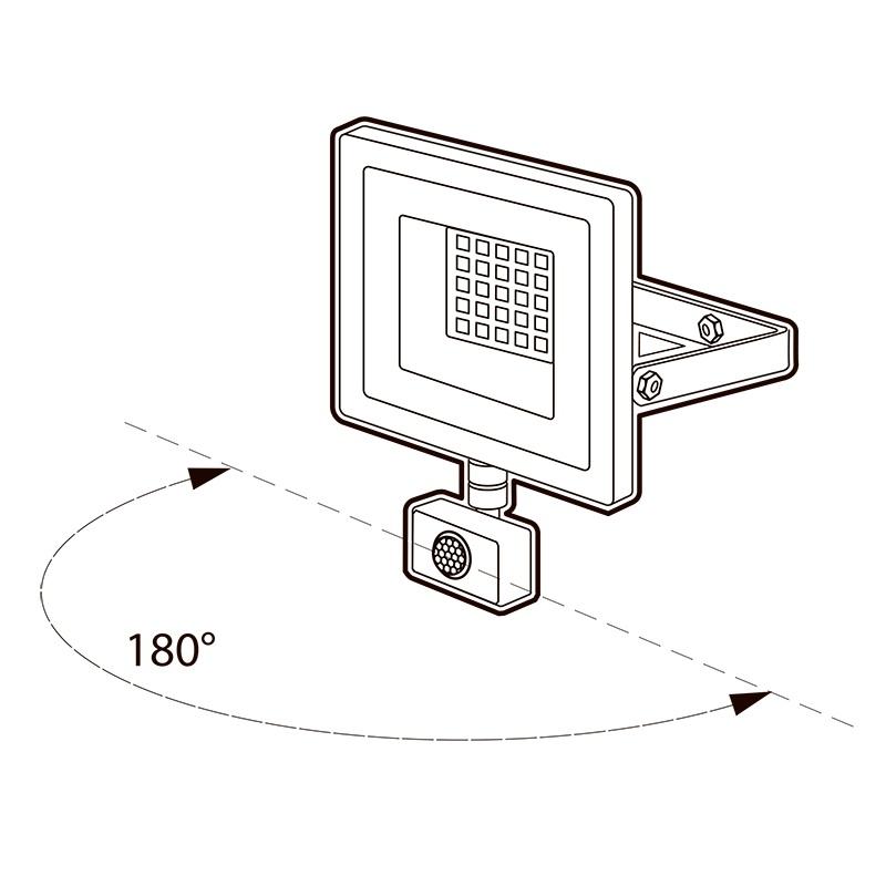 Прожектор светодиодный PFL-SC SENSOR 30Вт 6500К IP54 190-260В ДО закален. матов. стекло датчик движения инфракрасный JazzWay 5001411
