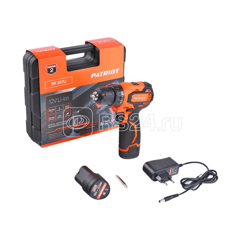 Дрель-шуруповерт аккумуляторная BR 367Li 2 АКБ Li-Ion 12В 2А.ч 35Нм 2 скорости (кейс) PATRIOT 180201367