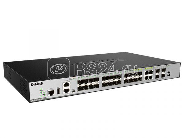 Коммутатор управляемый стекируемый L3 DGS-3630-28SC/A2ASI с 20 портами 1000Base-X SFP 4 комбо-портами 10/100/1000Base-T/SFP 4 портами 10GBase-X SFP+ D-Link 1704353