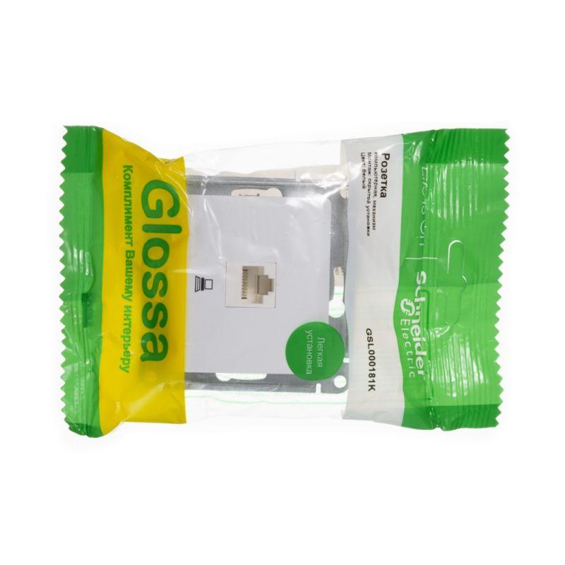 Розетка компьютерная 1-м СП Glossa RJ45 кат.5E механизм бел. SE GSL000181K