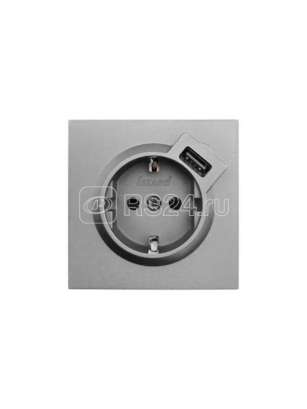 Розетка 1-мест. с/з+USB разъем СП ZIMA IP20 сер. матов. LEZARD 704-7488-181