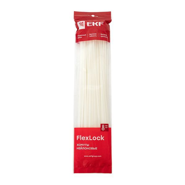 Хомут P6.6 4.8х400 FlexLock стандартный бел. (уп.100шт) PROxima EKF plc-fl-ctsw-4.8x400