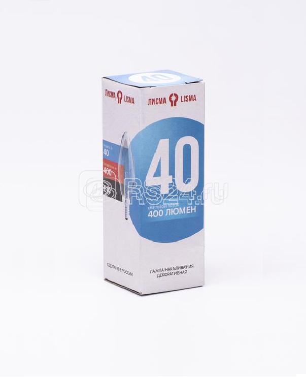 Лампа накаливания ДС 230-40 40Вт свеча прозрачная E27 230В КУ Лисма 326768800