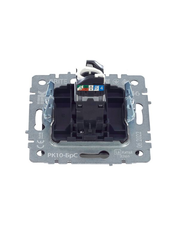 Розетка компьютерная СП RJ45 кат.5E BRITE РК10-БрС механизм сталь IEK BR-K10-1-K46