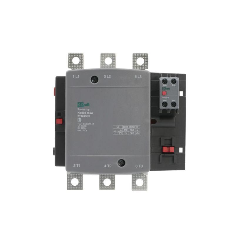 Контактор 150А 220В АС АС3 АС4 1НО+1НЗ КМ-102 DEKraft 21943DEK