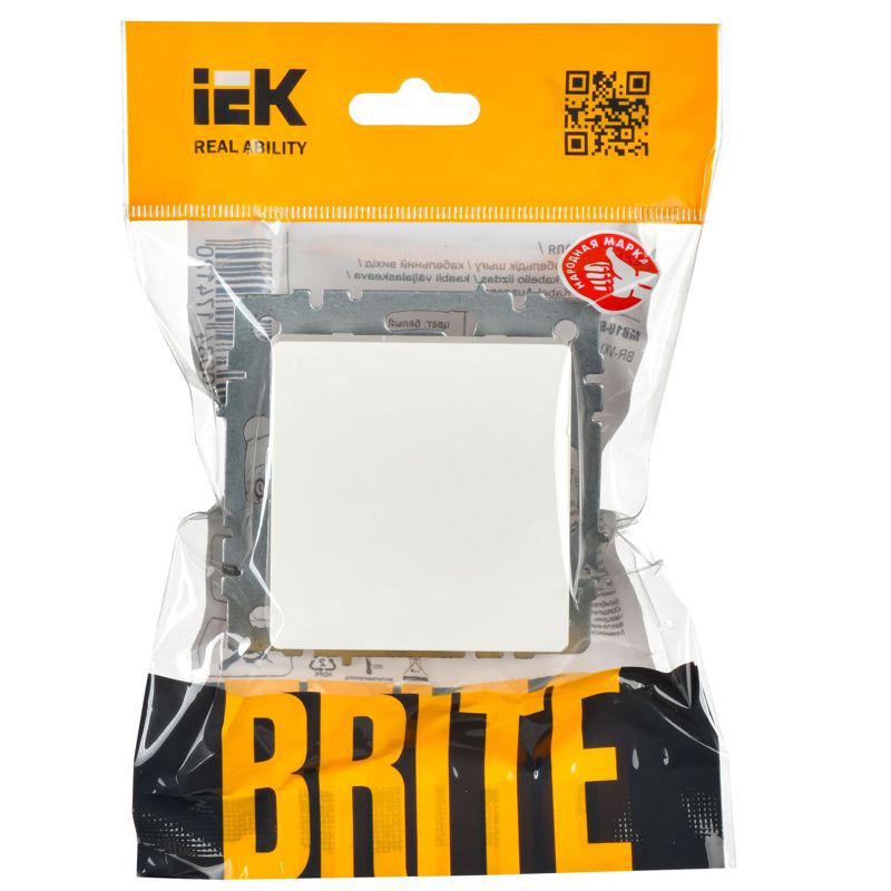 Выключатель 1-кл. СП BRITE ВС10-1-4-БрБ 10А самовозвратн. механизм бел. IEK BR-V14-0-10-K01
