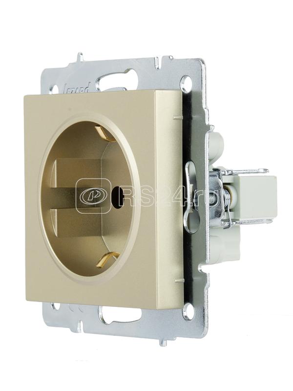 Розетка 1-м СП Vesna с заземл. ПБТ механизм титан LEZARD 742-3788-122B