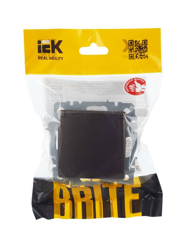 Розетка BRITE РСбш10-3-БрТБ 16А IP20 с заземл. защ. шторки с крышкой механизм бронза IEK BR-R16-16-K45
