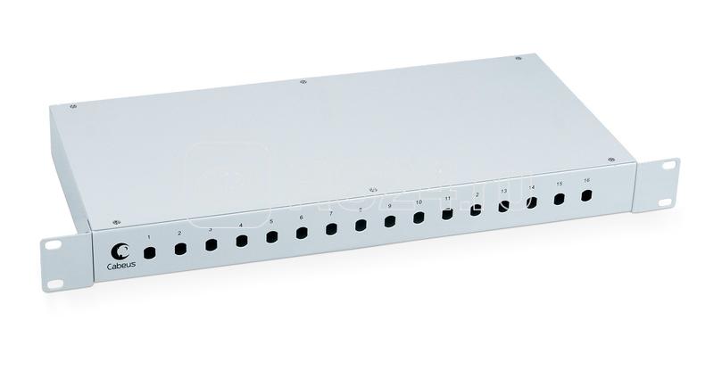 Кросс бокс оптический FO-19-16ST 19дюйм на 16 ST(FC) со сплайс-кассетой и КДЗС Cabeus 7036с