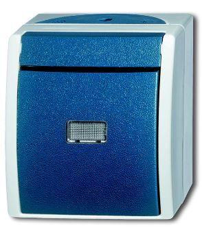 Кнопка 1-кл. 1п Ocean с подсветкой IP44 для открытого монтажа сер./сине-зел. ABB 2CKA001484A0383