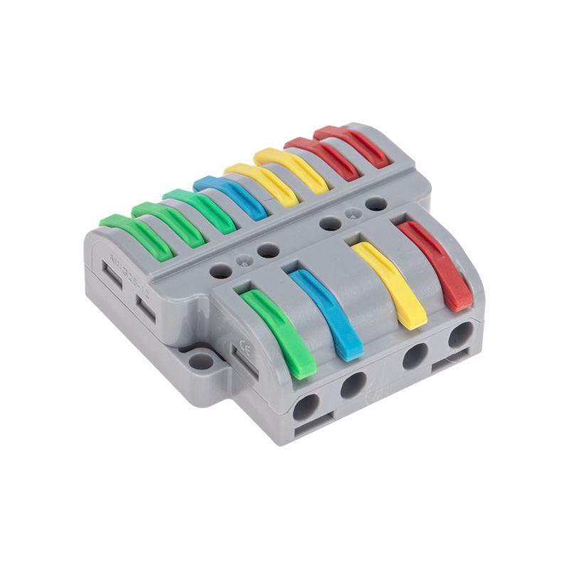 Клемма проходная разветвительная СМК 4х2 4п с монтажн. площадкой (1 ввод 2 вывода на полюс) (блист.4шт) Rexant 07-5247-4