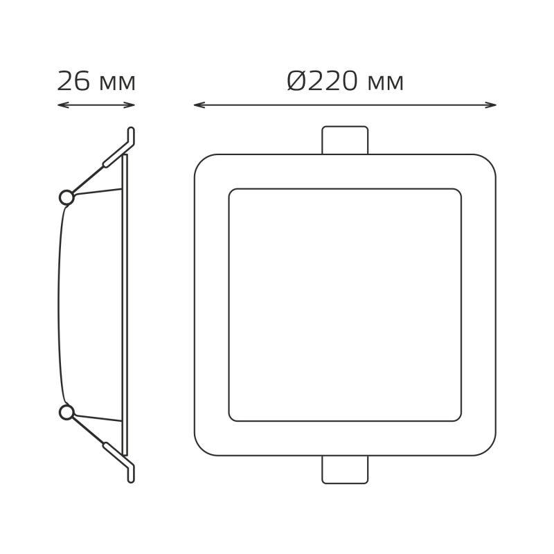 Светильник светодиодный Basic Downlight 24Вт 4000К IP20 2100лм 170-260В 220х26 квадрат бел. GAUSS 9031520224