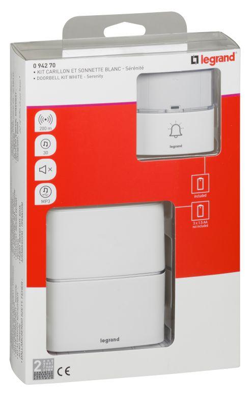 Комплект беспроводного звонка "Премиум" 30 рингтон. дальн. 200м бел. Leg 094270