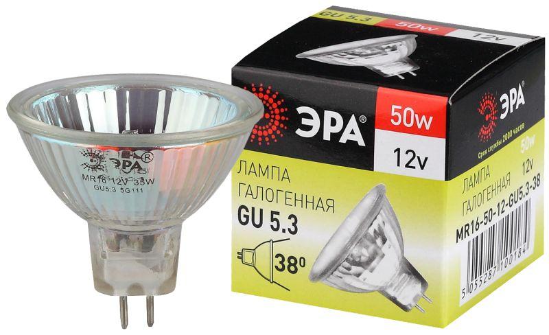 Лампа галогенная GU5.3-MR16-50W-12V-CL MR16 50Вт софит GU5.3 нейтр. бел. 12В ЭРА Б0051798