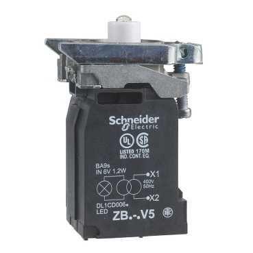 Корпус лампы сигнал. 22мм трансф. пит. 400В зел. SchE ZB4BV5D3