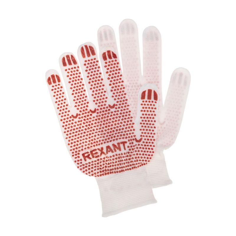 Перчатки х/б нейлоновые (точка ПВХ) бел. Rexant 09-0202-2