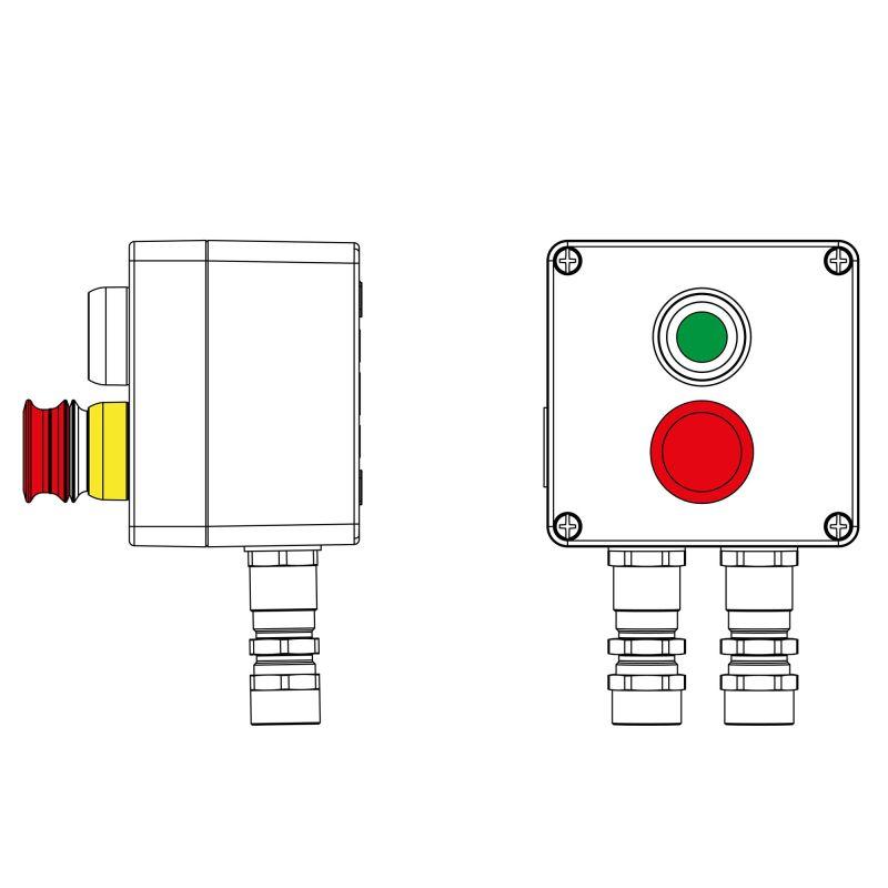 Пост управления взрывозащ. из алюм. CPE-A-12-(1xP1G(11)-1xP3E(11))-2xKA2MHK(C)1Ex d e IIC Т5 Gb / Ex tb IIIC T95град.C Db IP66 DKC 2201.121.22.11E
