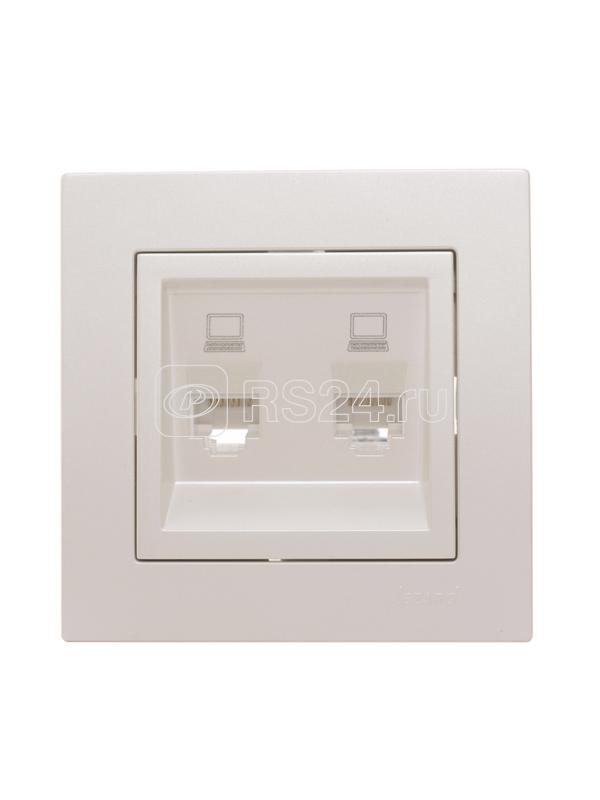 Розетка компьютерная 2-м СП Vesna механизм жемчуж./бел. перламутр LEZARD 742-3088-141