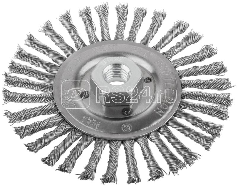 Корщетка-колесо гайка М14 стальная витая проволока 125мм КУРС 39028