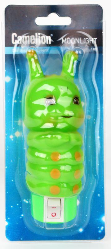 Светильник светодиодный NL-195 "Гусеница" 220В ночник с выкл. Camelion 13142