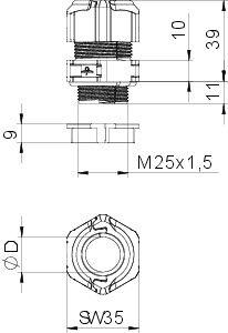 Ввод кабельный разборный V-TEC TB25 09-13 OBO 2024916