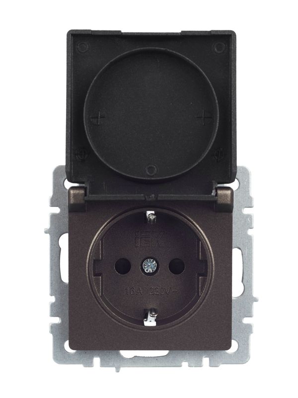 Розетка BRITE РСбш10-3-БрТБ 16А IP20 с заземл. защ. шторки с крышкой механизм бронза IEK BR-R16-16-K45