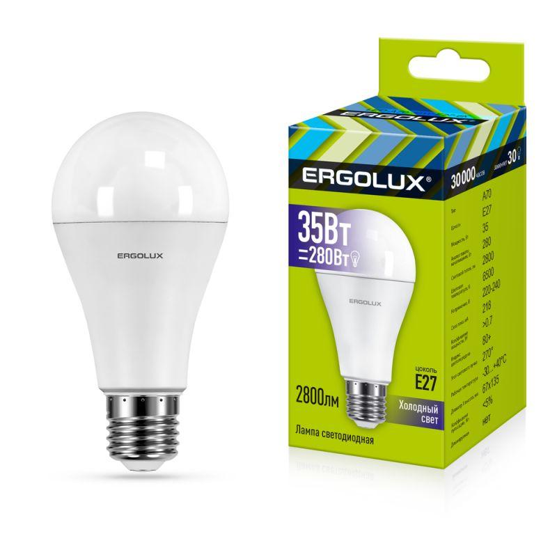 Лампа светодиодная LED-A70-35W-E27-6K ЛОН 35Вт E27 6500К 180-240В Ergolux 14232