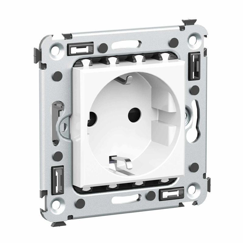Розетка 1-м СП 2мод. Avanti "Белое облако" 16А IP20 2P+E защ. шторки бел. DKC 4400003