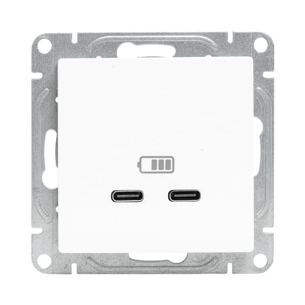 Розетка 2-м СП Эпика USB-C механизм бел. EKF UP1-SOW-2USBC