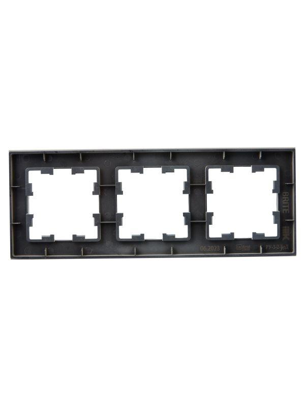 Рамка 3-м BRITE РУ-3-2-БрД стекло дым. IEK BR-M32-G-K30