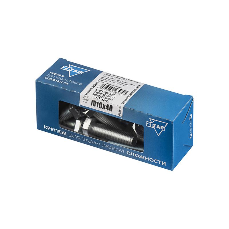 Болт с шестигранной головкой М10х40 DIN 933 оцинк. (уп.15шт) Tech-Krep/Zitar 105216