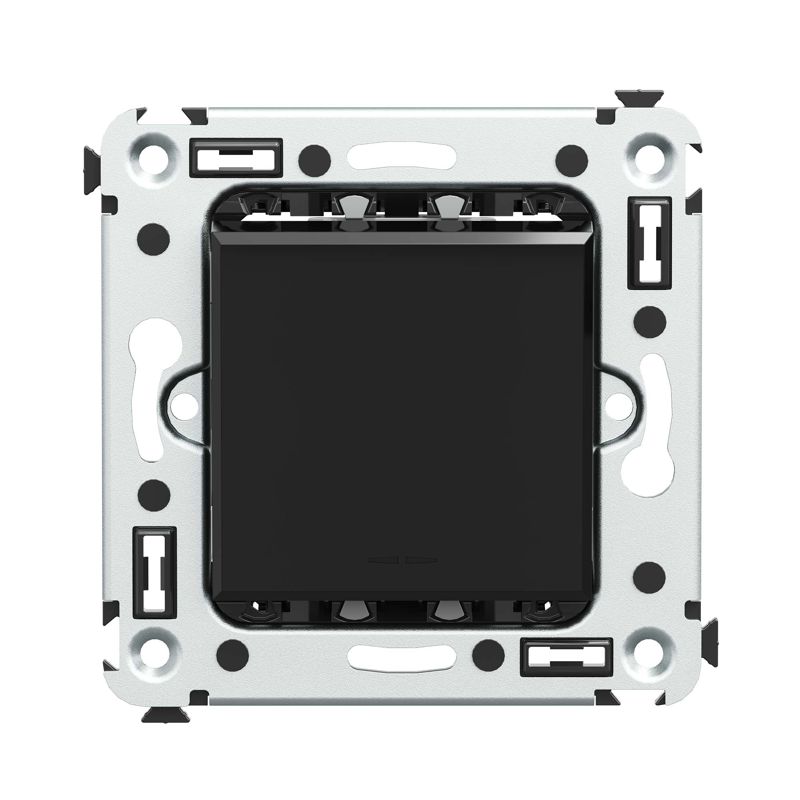 Выключатель 1-кл. 2мод. СП Avanti "Черный квадрат" 16А IP20 черн. DKC 4402103