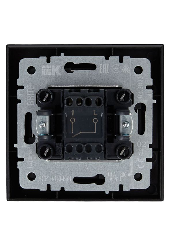 Выключатель 1-кл. СП BRITE ВСР10-1-0-БрЧ 10А в сборе черн. IEK BR-V10-0-10-K02-F