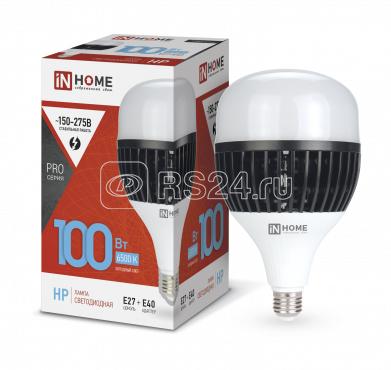 Лампа светодиодная LED-HP-PRO 100Вт грушевидная 6500К холод. бел. E27 9500лм 150-275В с адаптером E40 бел. IN HOME 4690612035697