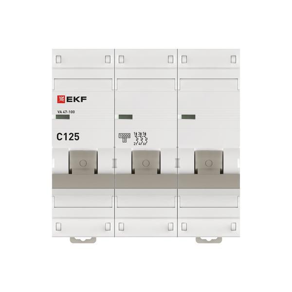 Выключатель автоматический модульный 3п C 125А 10кА ВА 47-100 PROxima EKF mcb47100-3-125C-pro