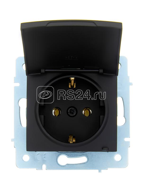 Розетка 1-м СП ASTI 16А IP20 с заземл. с крышкой термопласт механизм черн. бархат. LEZARD 7081-4288-123В