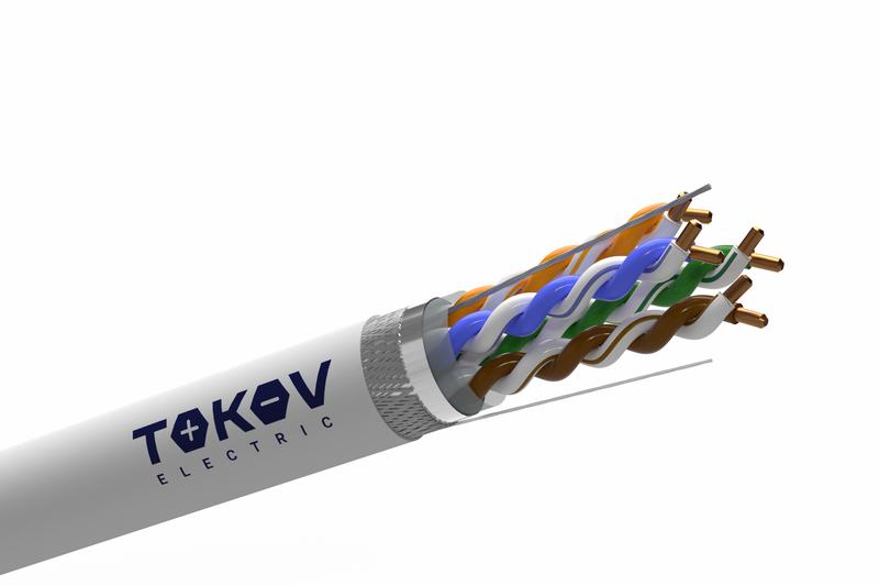 Кабель витая пара SF/UTP 4х2х24AWG (0.52мм) кат.5E PVC TOKOV PRO Fluke tested (м) TOKOV ELECTRIC TKP-C06-SF/UTP-42-5E-305