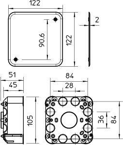 Коробка распределительная СП 105х105х50мм HV 100 KD в полых стенах OBO 2003449