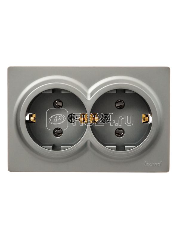 Розетка 2-мест. с заземл. LETO закрытый корпус ПБТ платина LEZARD 752-3500-127B