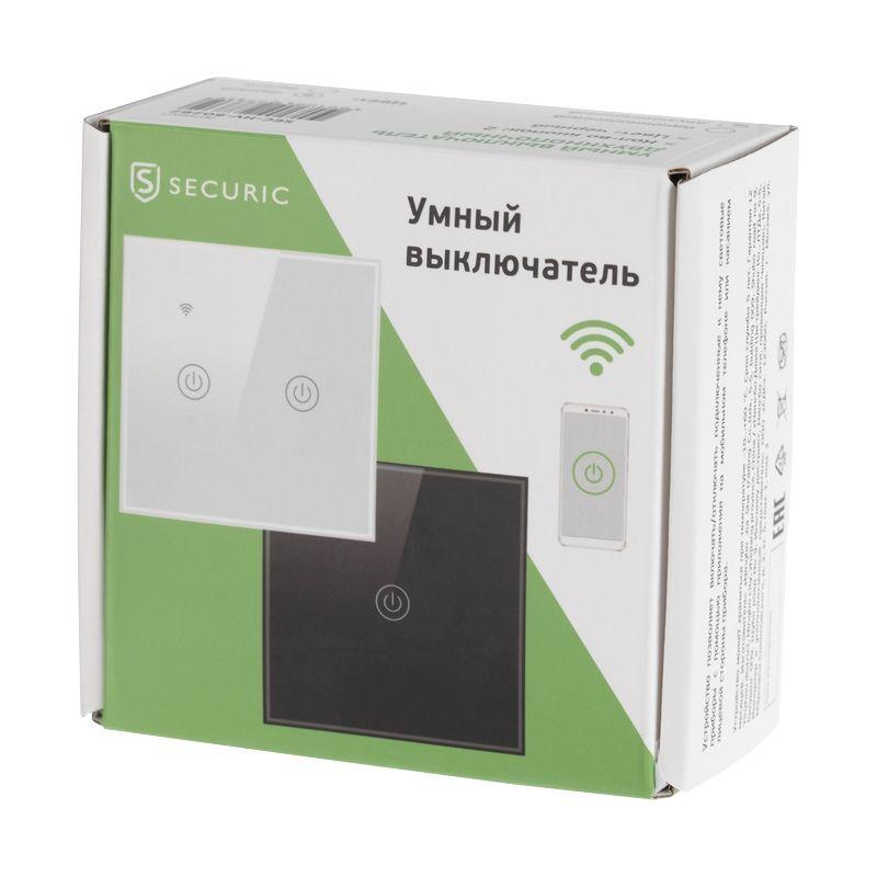 выключатель умный Wi-Fi двухкнопочный черн. SECURIC SEC-HV-802B2