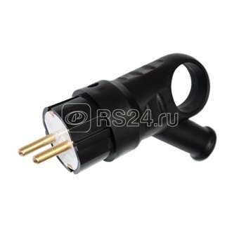 Вилка штепсельная угловая 16А с заземл. с кольцом каучук черн. Bylectrica В16-385